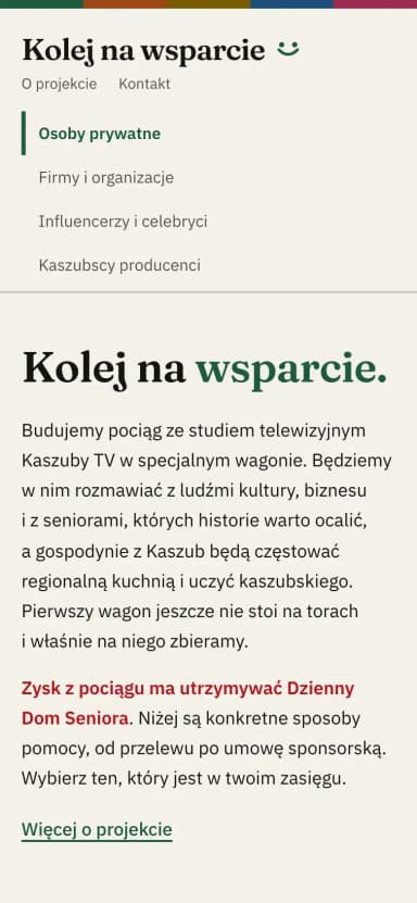 Strona zbiórki Fundasy na telefonie